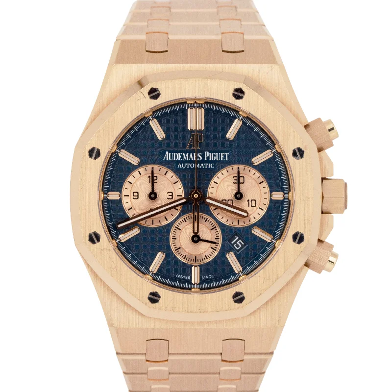 Elegant Watches for Everyday Use-UNPOLISHED Audemars Piguet Royal Oak Chronograph Blue 41mm Rose Gold 263310R B+P