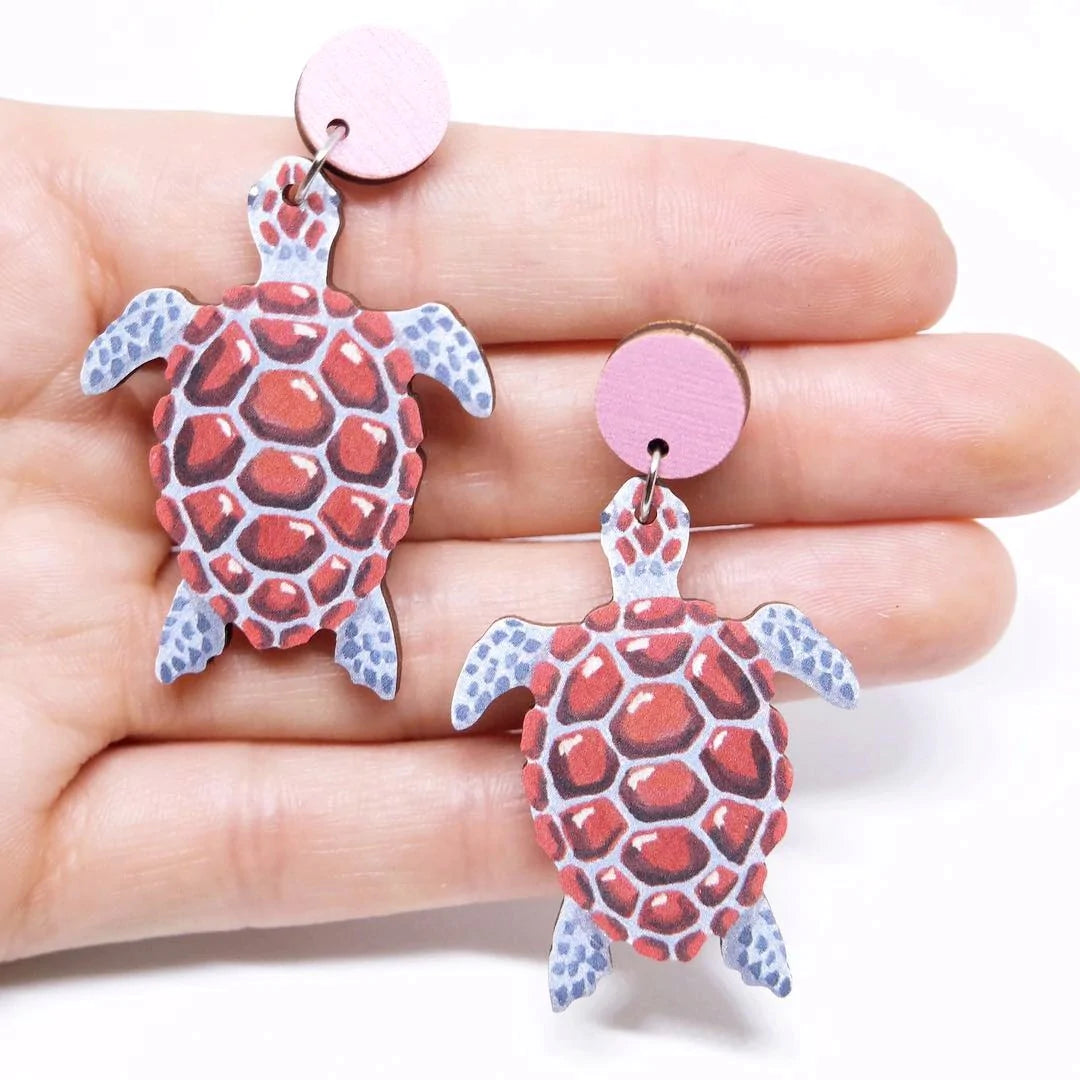 Luxury Silver Earrings for Women-Pixie Nut & Co Dangle - Turtles*