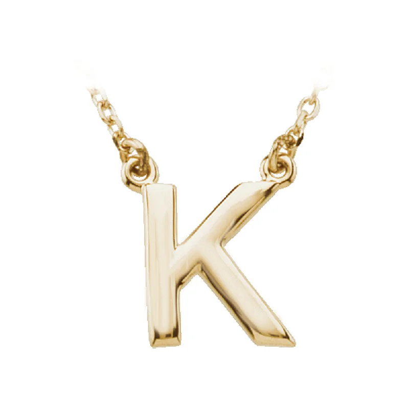 Gemstone Necklace for Evening Wear-14K Yellow Gold, Kendall Collection, Block Initial K Necklace, 16 Inch