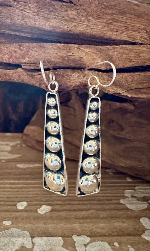 Handmade Hoop Earrings for Women-STERLING SILVER BUBBLES Statement Dangle Earrings