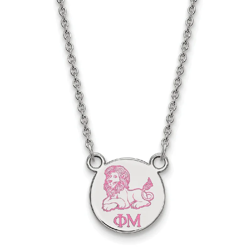 Elegant Pendant Necklace for Weddings-Sterling Silver Phi Mu XS (Tiny) Enamel Necklace