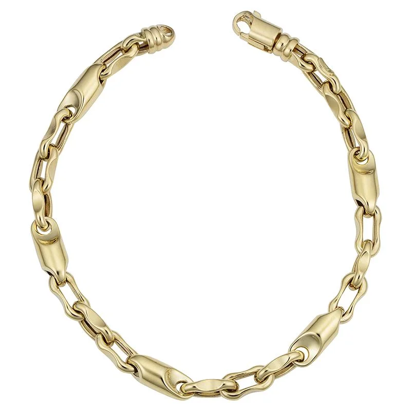 Silver Bracelets for Everyday Wear-YELLOW GOLD FANCY CHAIN BRACELET