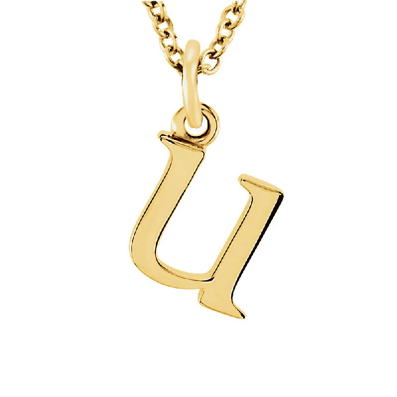 Trendy Choker Necklace for Fashion-The Abbey Lower Case Initial 'u' Necklace in 14k Yellow Gold, 16 Inch