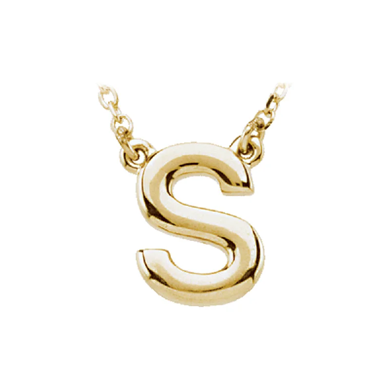 Long Chain Necklace for Stylish Look-14K Yellow Gold, Kendall Collection, Block Initial S Necklace, 16 Inch