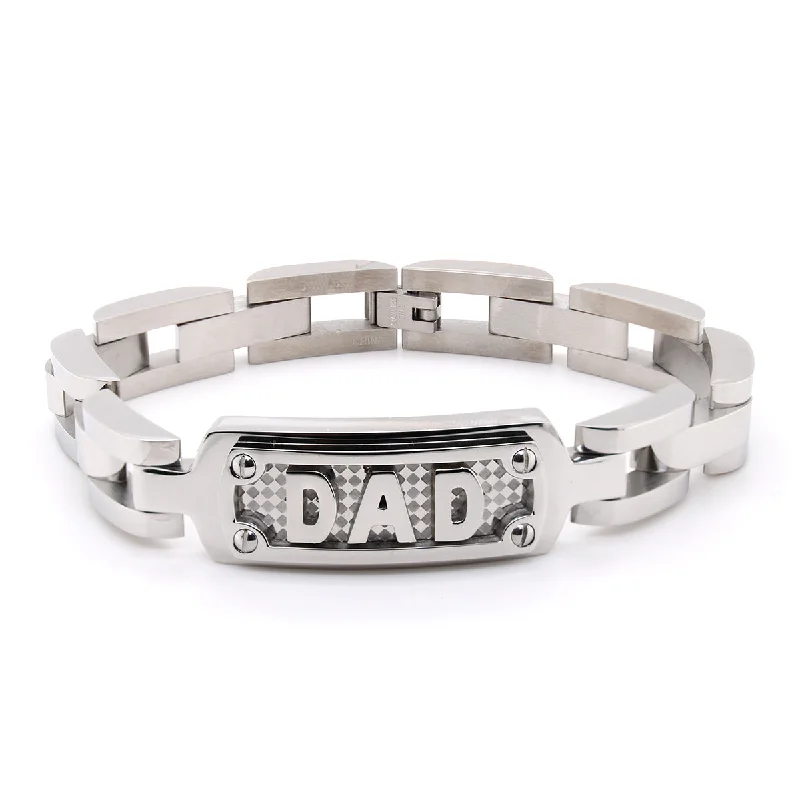 Silver Chain Bracelet for Elegant Style-STAINLESS STEEL DAD BRACELET