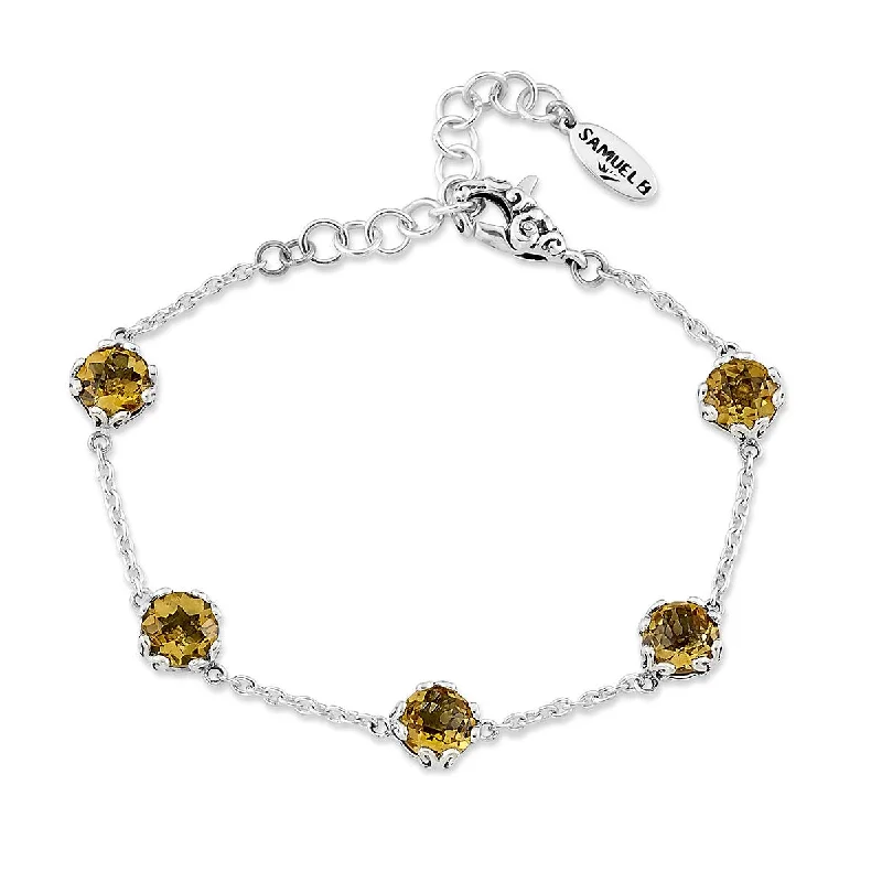 Luxury Gold Bracelet for Special Occasions-SAMUEL B. STERLING SILVER AND CITRINE BRACELET