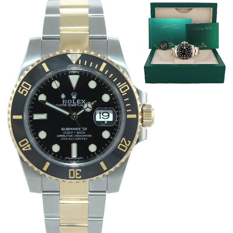 Smart Watches with Fitness Tracking and Notifications-MINT 2019 Rolex Submariner 116613 Two Tone Steel Yellow Gold Black Ceramic Watch