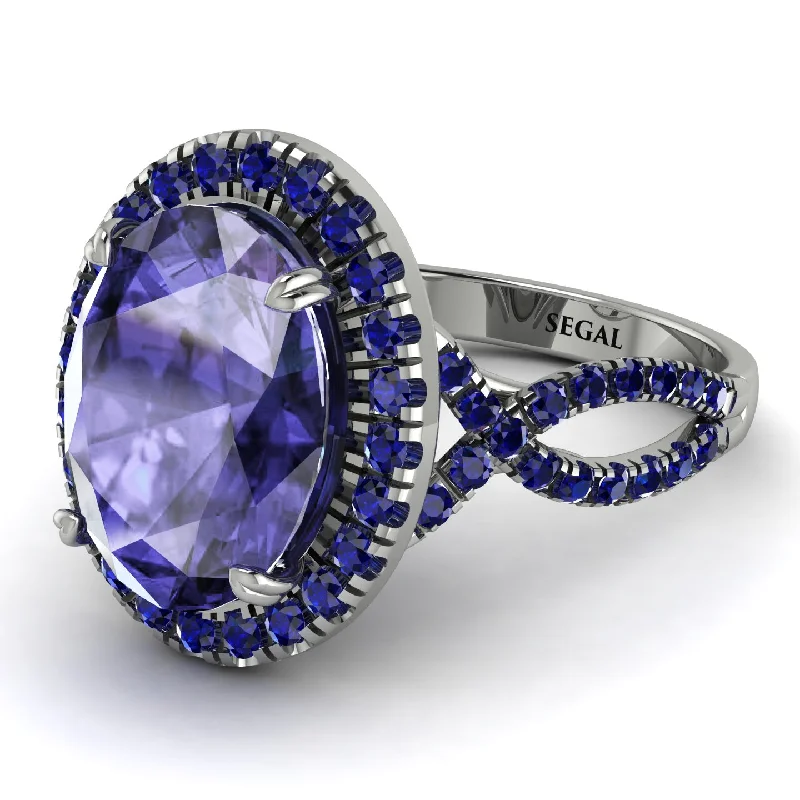 Custom Name Ring for Personal Touch-Glamorous Oval Tanzanite Ring - Jordyn No. 215