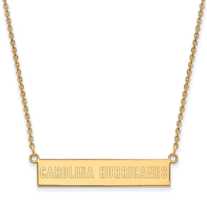 Vintage Style Necklace-SS 14k Yellow Gold Plated NHL Hurricanes SM Bar Necklace, 18 In