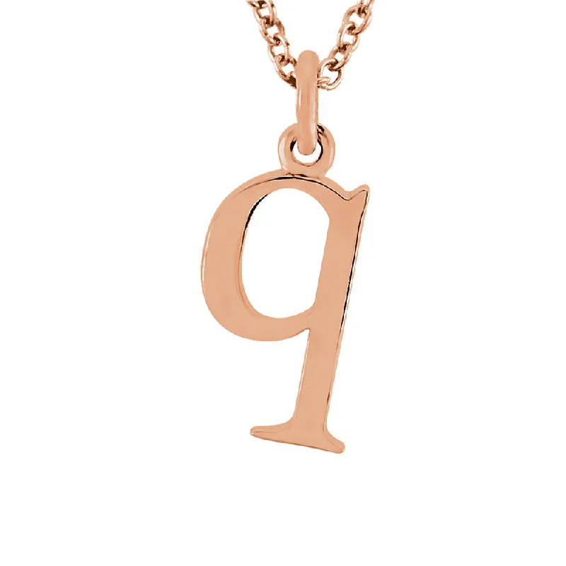 Stylish Gem Necklace for Women-The Abbey Lower Case Initial 'q' Necklace in 14k Rose Gold, 16 Inch