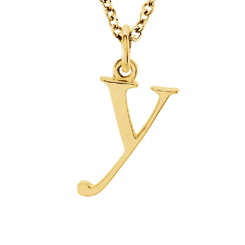 Simple Pendant Necklace for Casual Wear-The Abbey Lower Case Initial 'y' Necklace in 14k Yellow Gold, 16 Inch