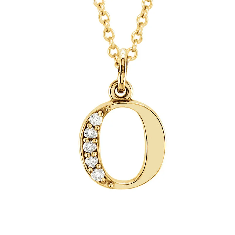 Dazzling Necklace for Special Events-The Abbey 14k Yellow Diamond Lower Case Initial 'o' Necklace 16 Inch