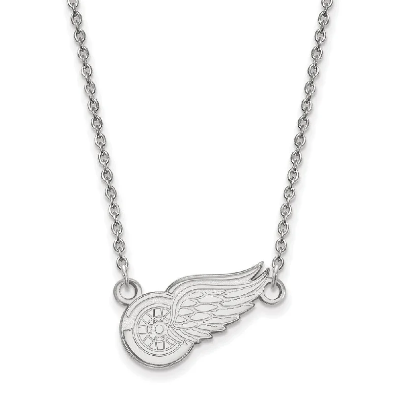 Elegant Chain Necklace for Weddings-10k White Gold NHL Detroit Red Wings Small Necklace, 18 Inch