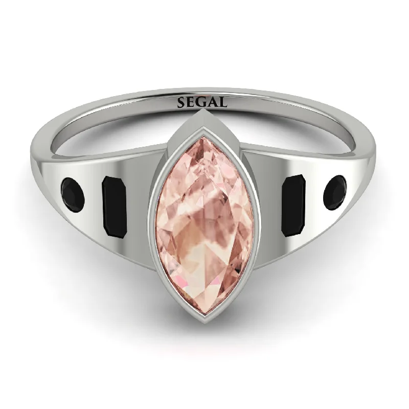 Luxury Diamond Ring for Men-Marquise Bezel Morganite Ring - Juliana No. 909