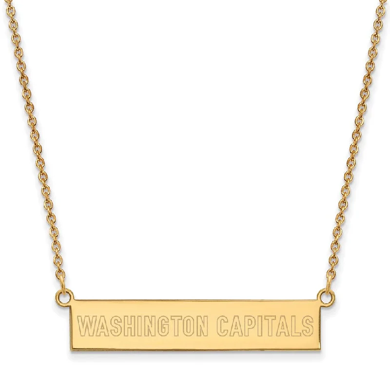 Beaded Necklace for Fashion-SS 14k Yellow Gold Plated NHL Capitals SM Bar Necklace, 18 Inch