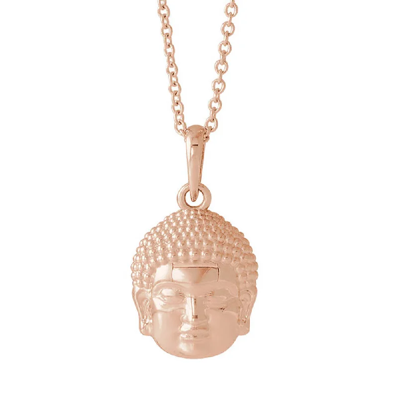 Black Pearl Necklace for Elegant Look-14k White, Yellow or Rose Gold Small 2D Buddha Necklace, 16-18 Inch