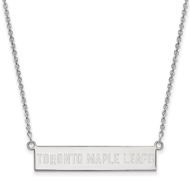 Simple Chain Necklace for Men-Sterling Silver NHL Maple Leafs Small Bar Necklace, 18 In