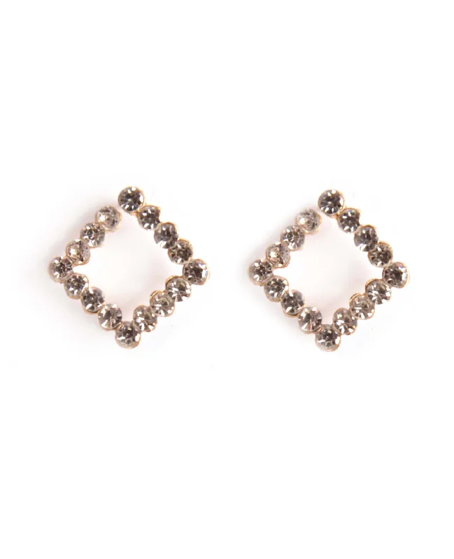 Crystal Earrings for Parties-16 Brilliants In A Rhombus Earrings