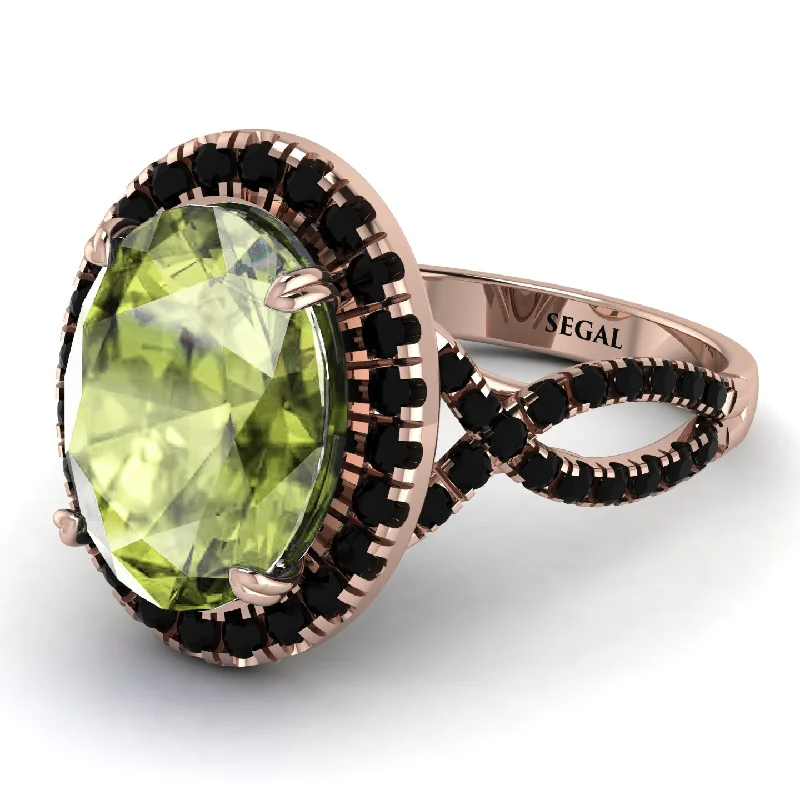 Boho Chic Ring for Casual Wear-Glamorous Oval Peridot Ring - Jordyn No. 808