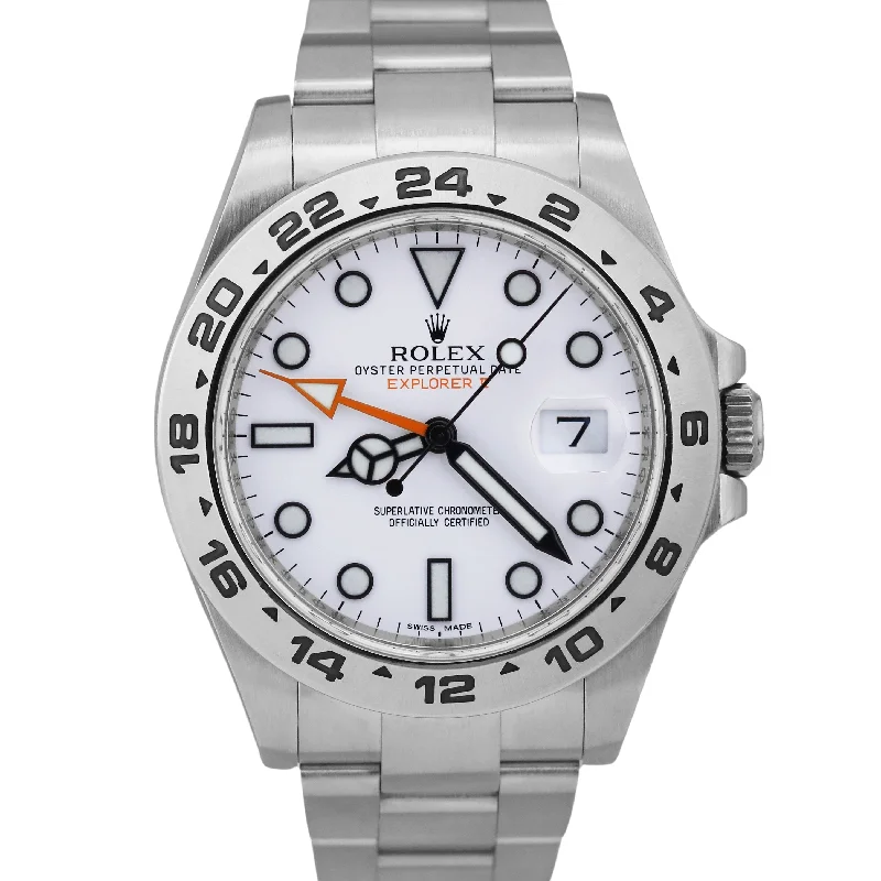 Affordable Fashion Watches for Women-MINT Rolex Explorer II POLAR WHITE 42mm Stainless Steel Orange GMT Watch 216570