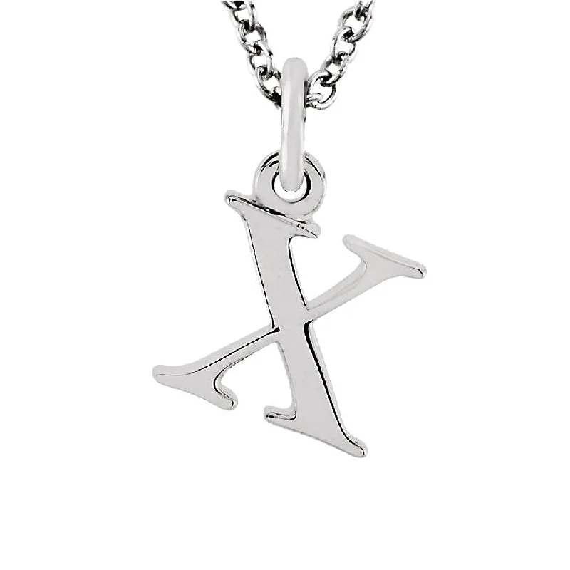 Chunky Bead Necklace for Fashion-The Abbey Lower Case Initial 'x' Necklace in 14k White Gold, 16 Inch