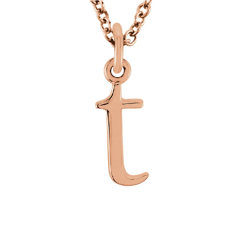 Customizable Charm Necklace-The Abbey Lower Case Initial 't' Necklace in 14k Rose Gold, 16 Inch