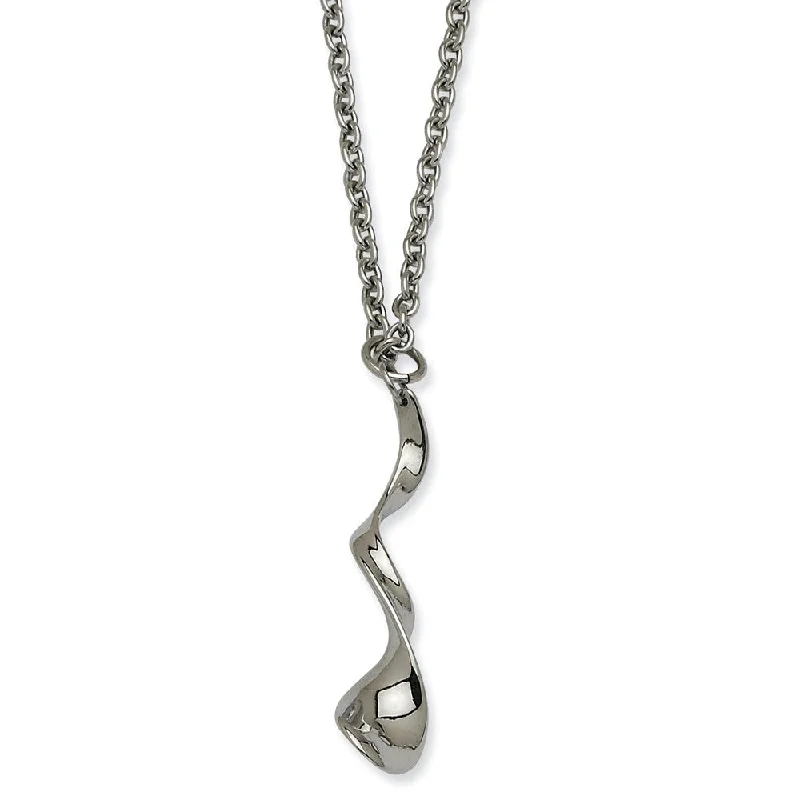 Diamond Pendant Necklace-Stainless Steel Fancy Swirl Adjustable Necklace - 20 Inch