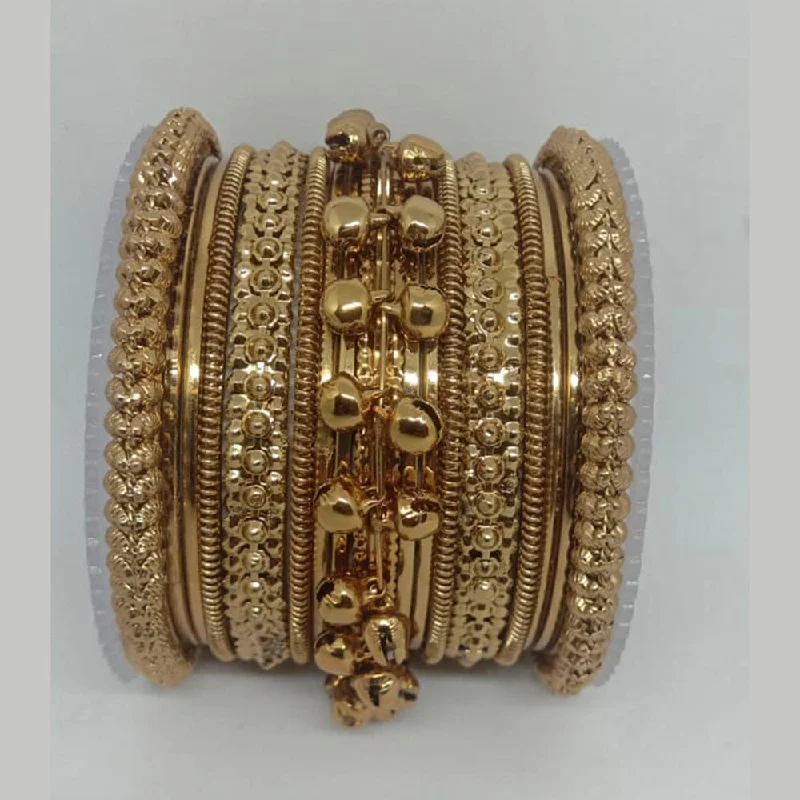 Luxury Silver Bangles with Gemstones-Shree Asha Bangles Gold Plated Bangles Set - P.CH.102