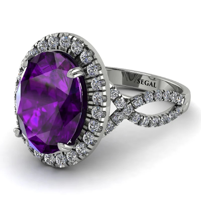 Boho Chic Ring for Casual Wear-Glamorous Oval Amethyst Ring - Jordyn No. 303