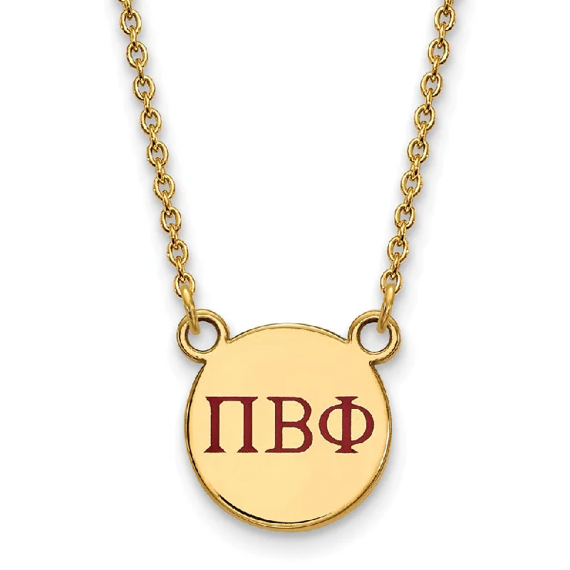 Black Necklace for Evening Events-14K Plated Silver Pi Beta Phi Small Red Enamel Greek Letters Necklace