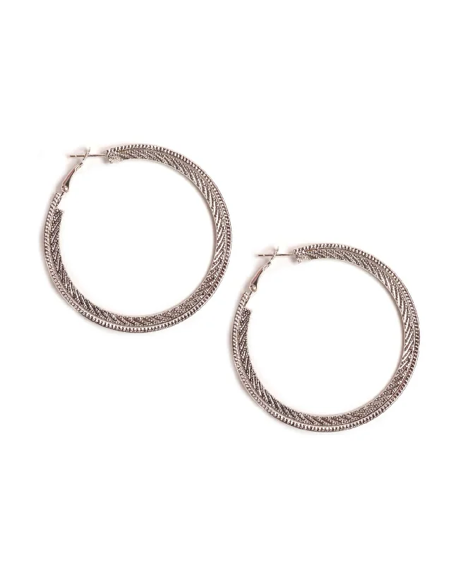 Elegant Earrings for Bridal Shower-Texture Stripes Hoop Earrings