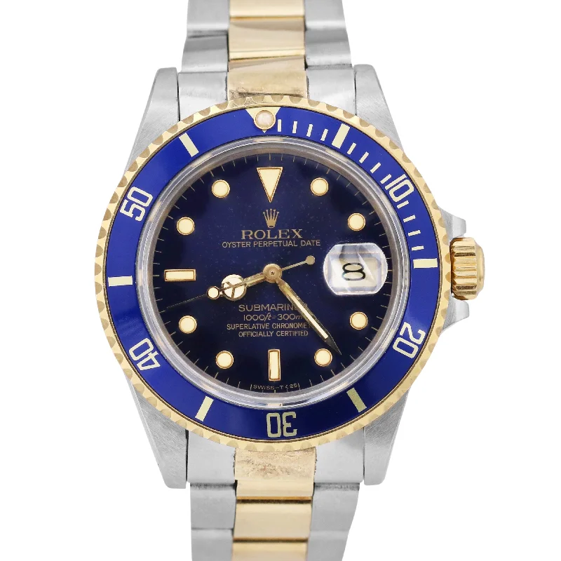 Women's Watches with Gemstone Details for Luxury-Rolex Submariner Date STARRY NIGHT DIAL Blue 18K Steel Gold 40mm Oyster 16803