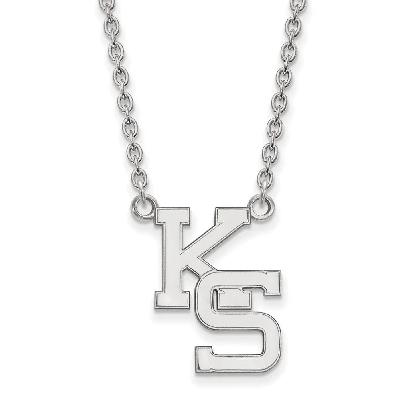 Sapphire Necklace for Evening Wear-14k White Gold Kansas State Large Pendant Necklace