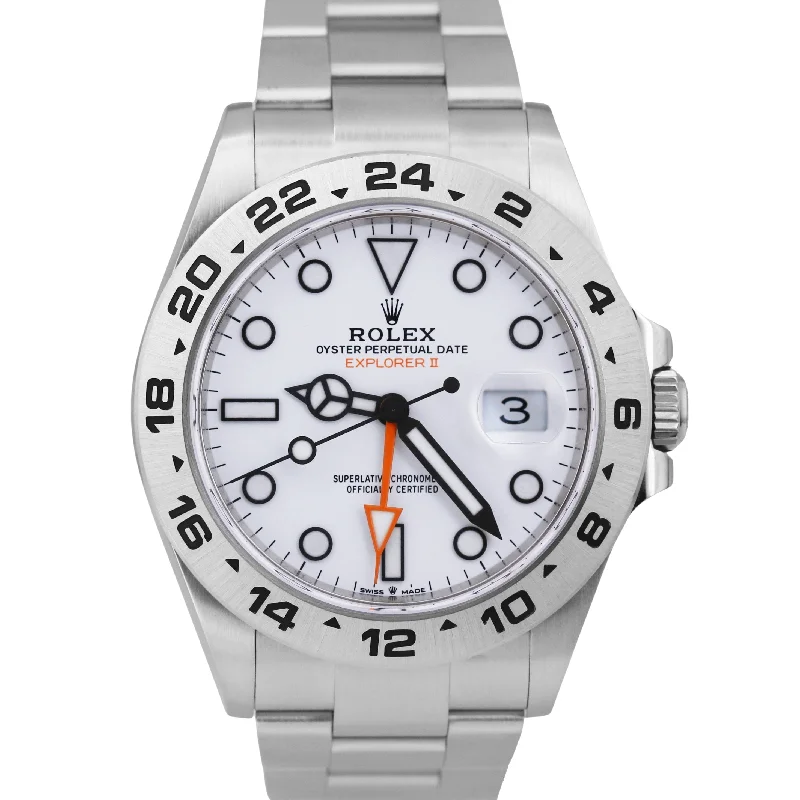 Bold Watches for Fashionable Men-MINT 2022 Rolex Explorer II 42mm POLAR WHITE Stainless Steel GMT Date 226570