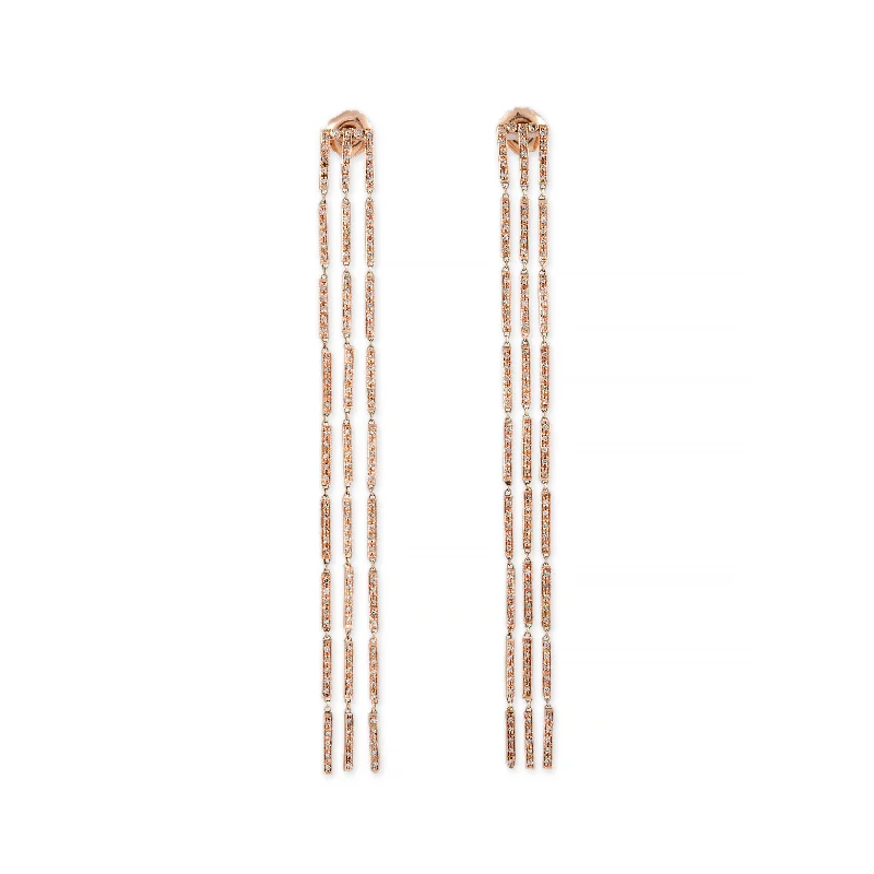 Gold Earrings for Formal Occasions-PAVE SHOWER BAR EARRINGS