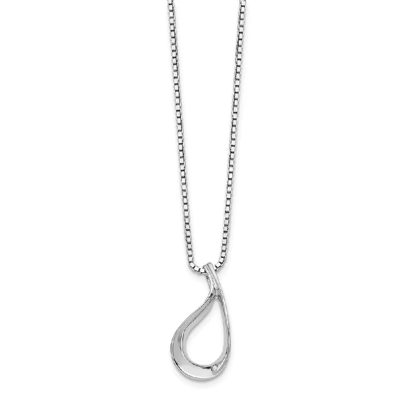 Personalized Necklace with Charm-Twisted Teardrop Diamond Necklace in Rhodium Plated Silver, 18-20 Inch