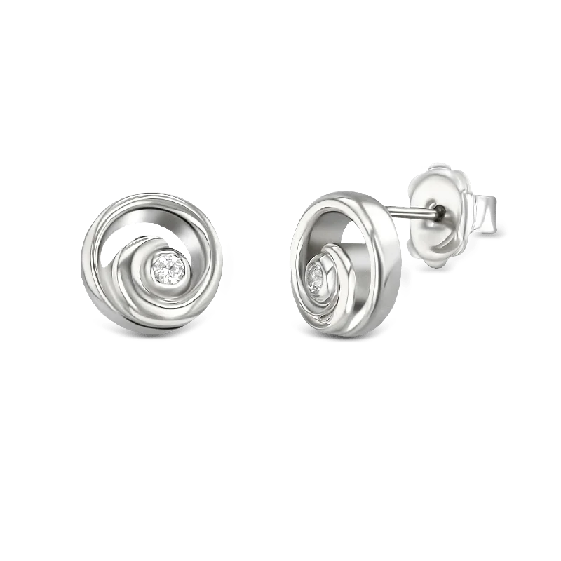 Large Silver Earrings-Circle of Love Silver & CZ Earrings