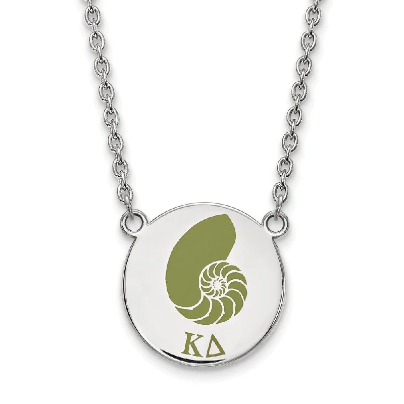 Layered Necklace for Special Occasions-Sterling Silver Kappa Delta Large Enamel Necklace