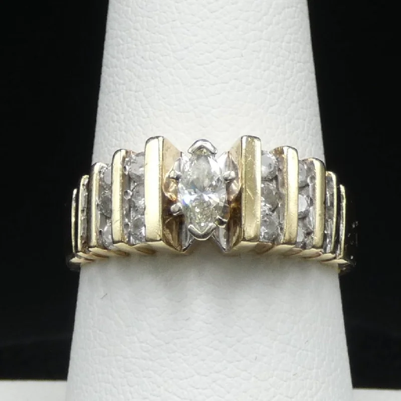 Custom Diamond Ring for Engagement-14k Gold Marquise Diamond Ring