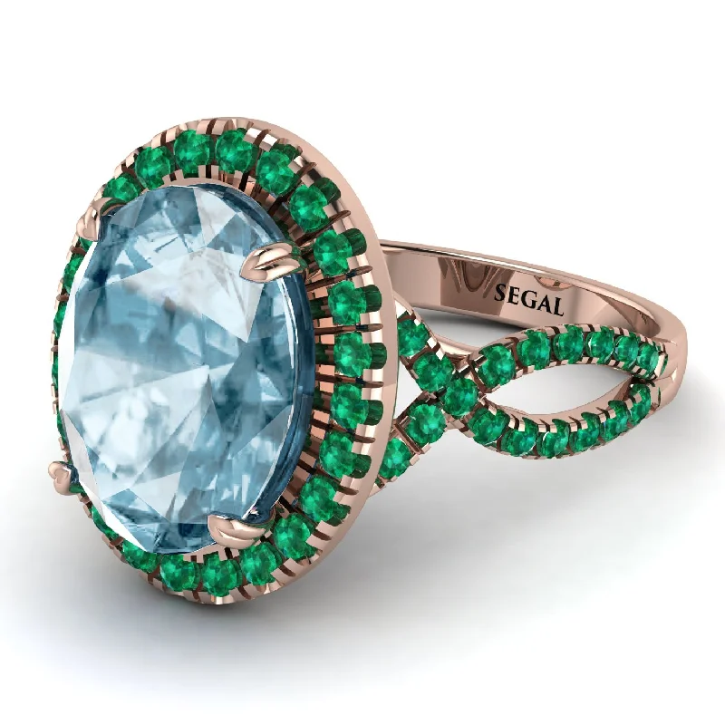 Unique Gemstone Ring-Glamorous Oval Aquamarine Ring - Jordyn No. 405