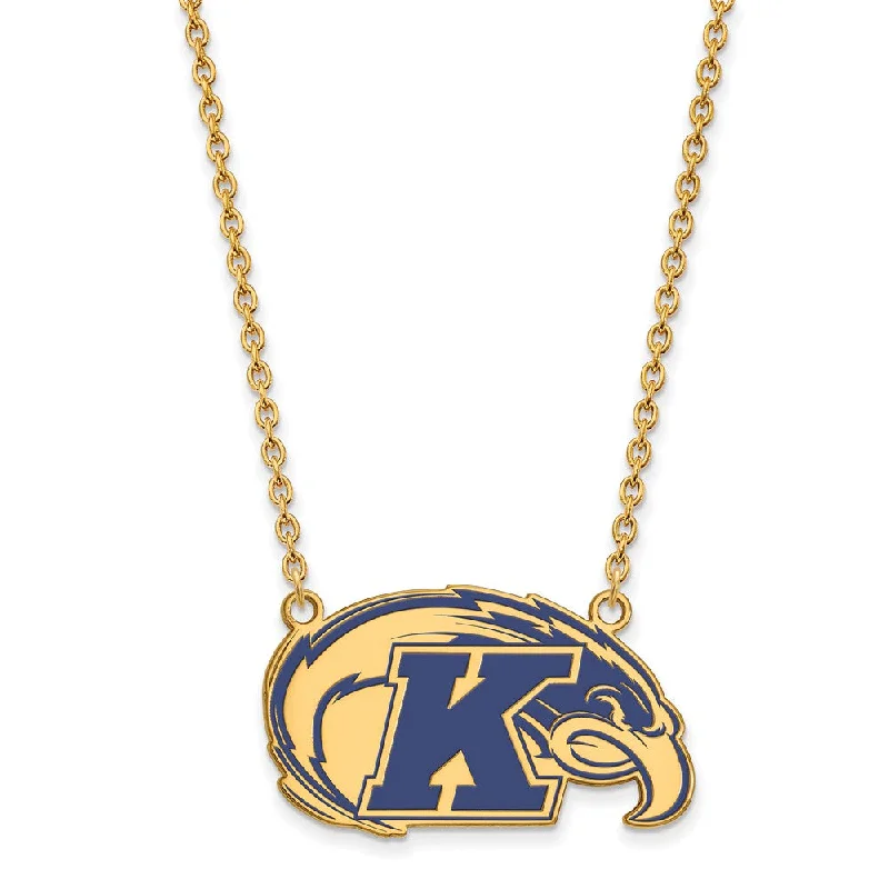 Chain Necklace for Men-14k Gold Plated Silver Kent State Large Enamel Pendant Necklace