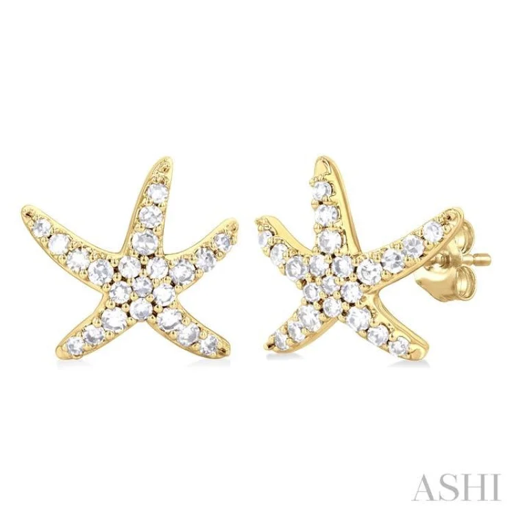 Silver Earrings for Sensitive Ears-.20CTRDDM STARFISH PETITE ER YG 10K-S*