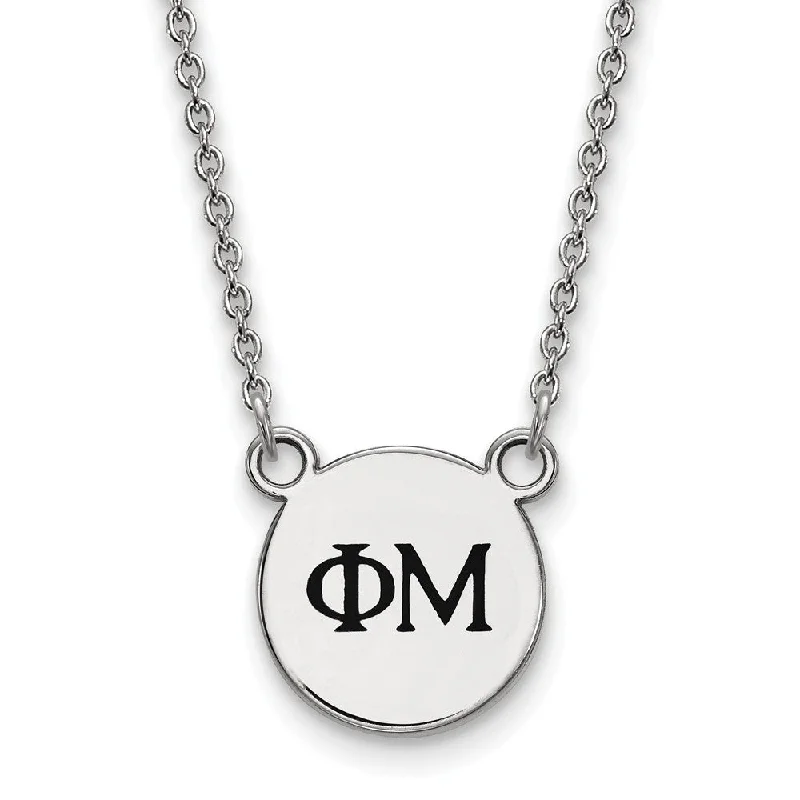 Personalized Pendant Necklace for Moms-Sterling Silver Phi Mu XS (Tiny) Enamel Greek Letters Necklace