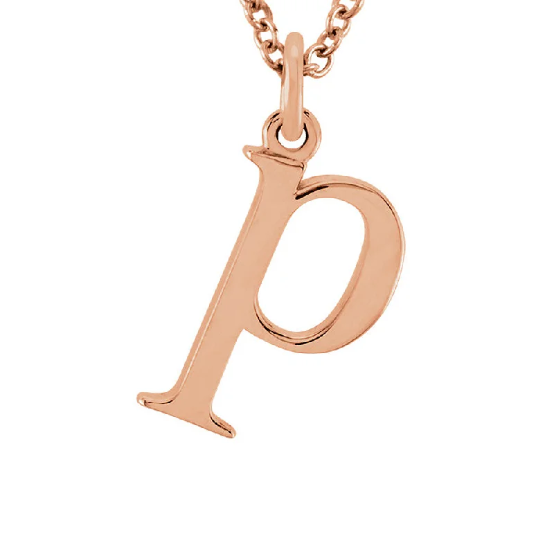 Simple Pearl Necklace for Casual Looks-The Abbey Lower Case Initial 'p' Necklace in 14k Rose Gold, 16 Inch