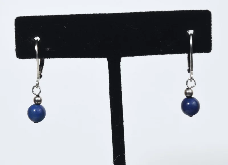 Statement Silver Earrings for Bold Style-Sterling Silver Lapis Lazuli Dangle Earrings