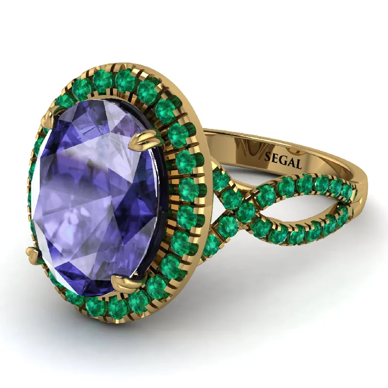 Custom Engagement Ring with Diamonds-Glamorous Oval Tanzanite Ring - Jordyn No. 204