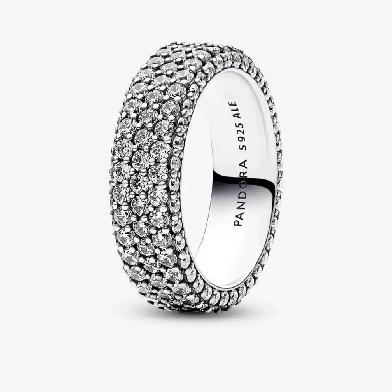 Titanium Wedding Ring for Men-PANDORA : Pandora Timeless Pavé Triple-row Ring