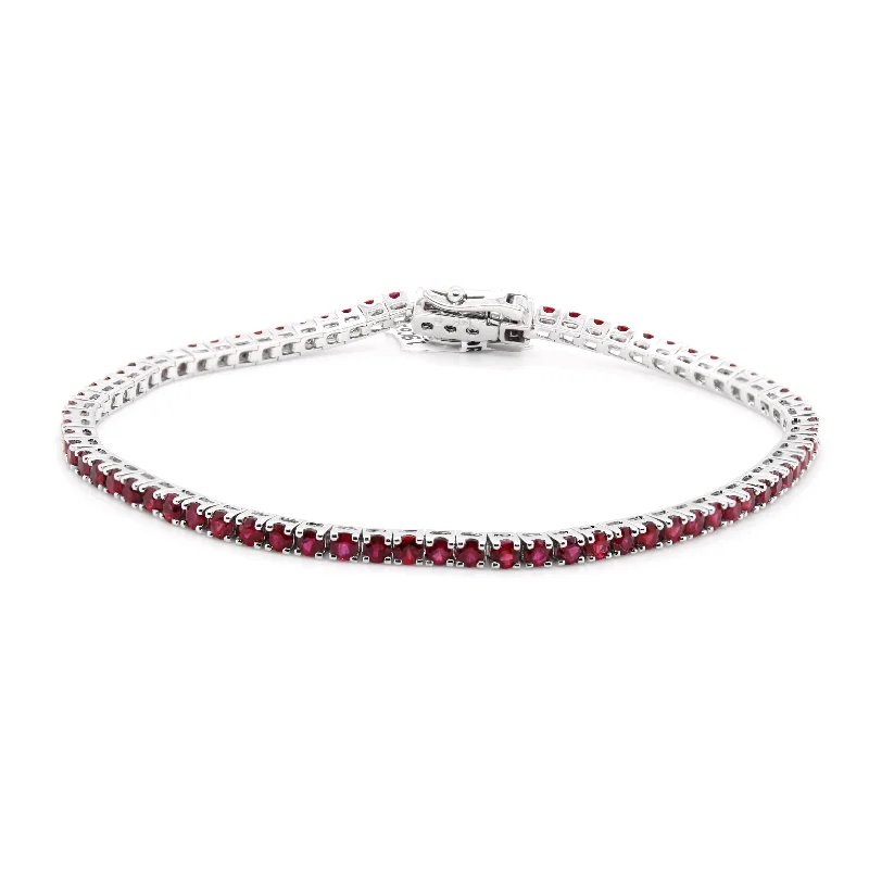 Chunky Bead Bracelet for Bold Style-WHITE GOLD AND RUBY TENNIS BRACELET