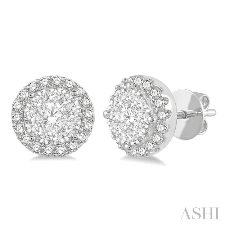 Black Earrings for Evening Wear-1/2 Ctw Lovebright Round Cut Diamond Stud Earrings in 14K White Gold