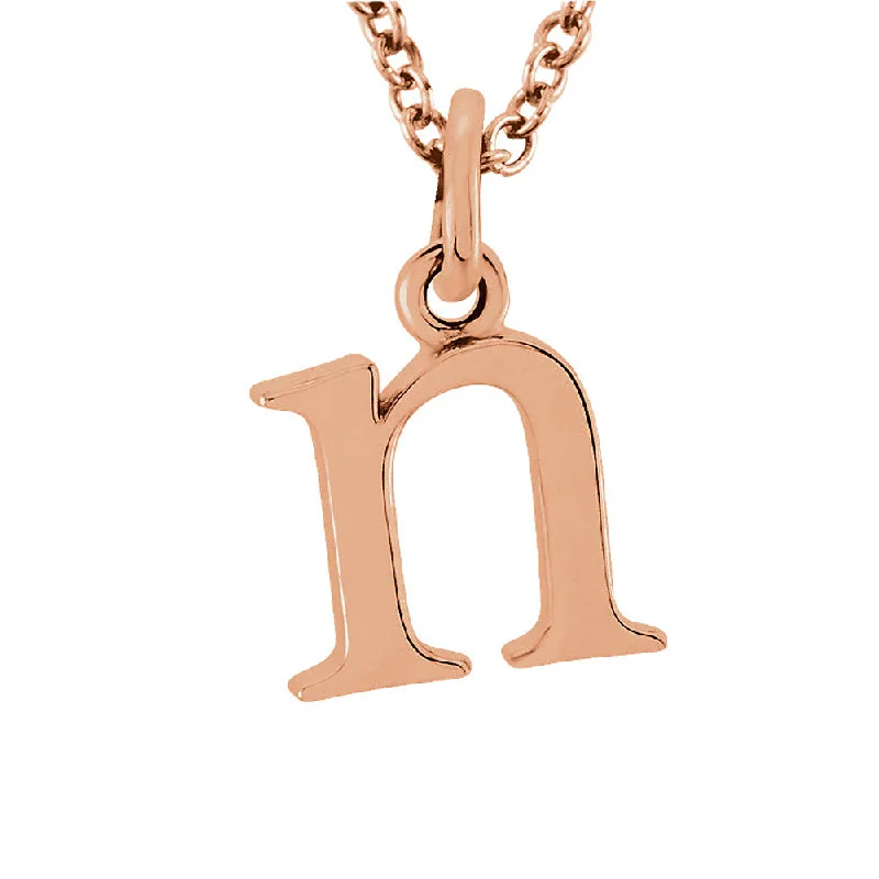 Handcrafted Necklace for Gifts-The Abbey Lower Case Initial 'n' Necklace in 14k Rose Gold, 16 Inch